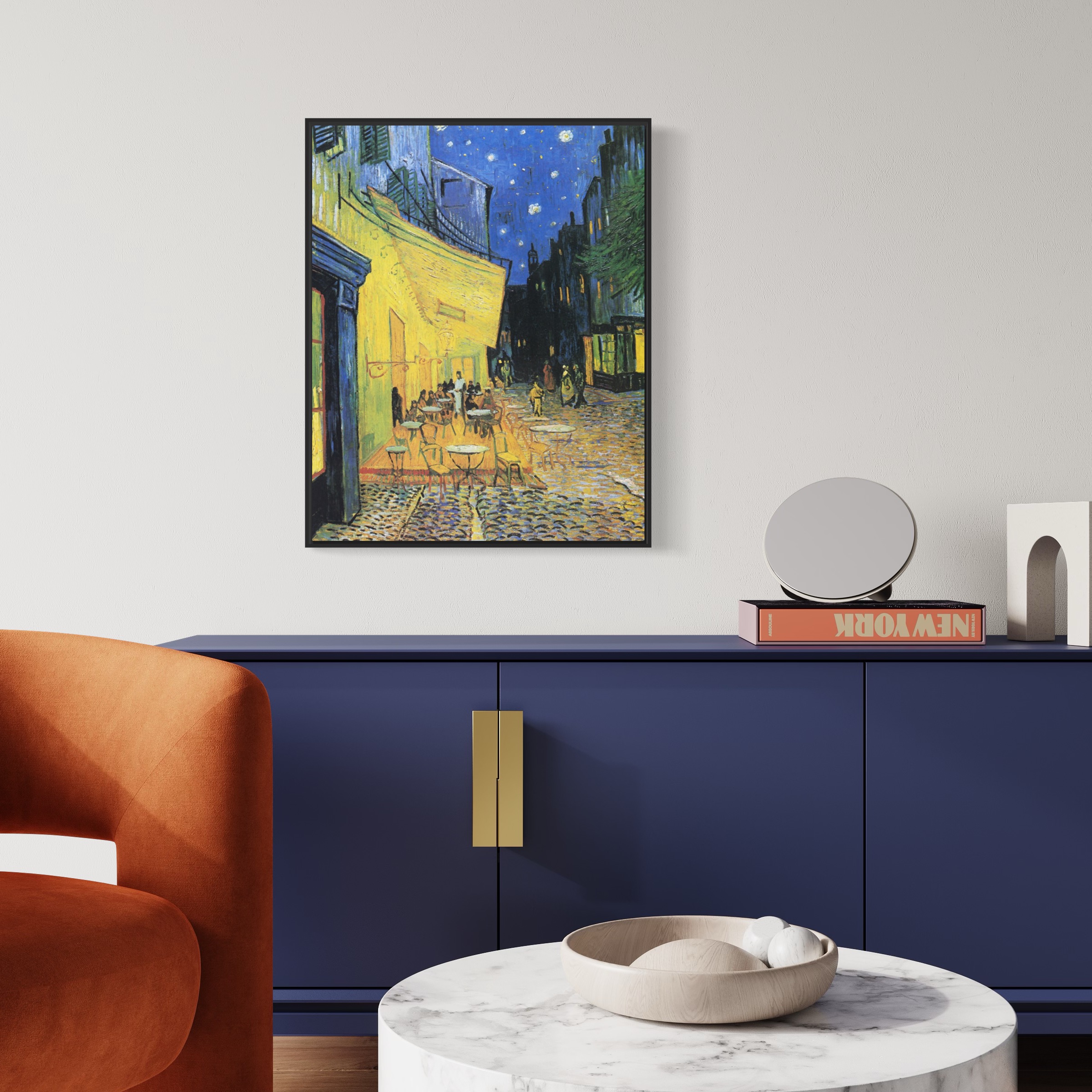 Van Gogh Café Terrace art in modern living room