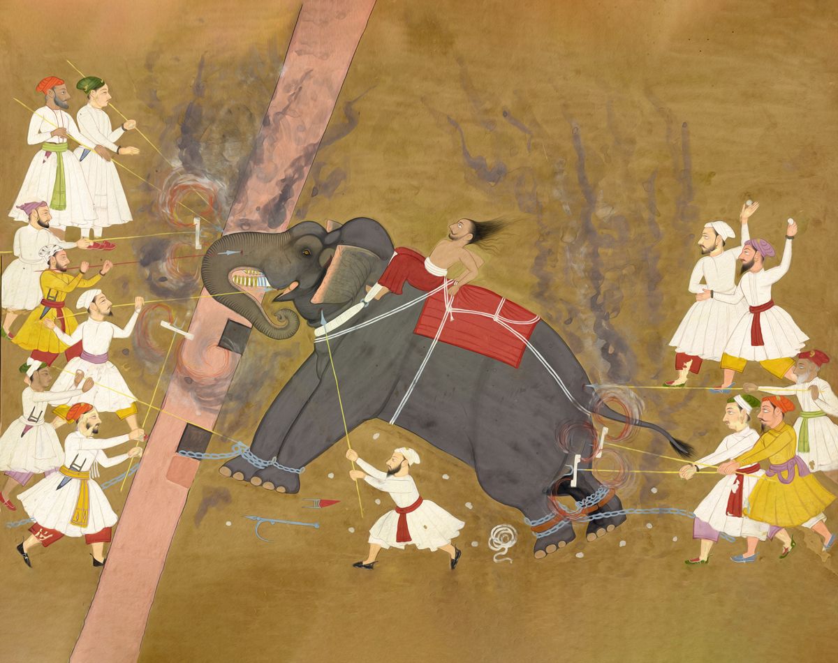  Unleashed Power: 'An Elephant Runs Amok' - Art Print on Paper ARTEMYST