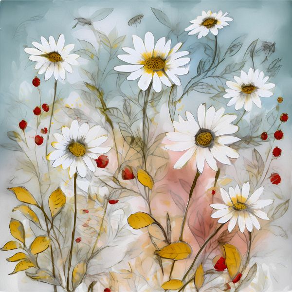  Autumn's First Touch: Floral Elegance - Art Print on Canvas. Artemyst