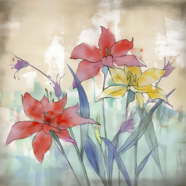  Blossoming Bellflowers: A Floral Symphony - Art Print on Canvas. Artemyst