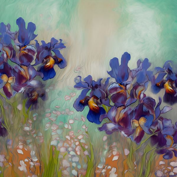  Blue and Yellow Harmony: Nature's Dance - Art Print on Canvas. Artemyst