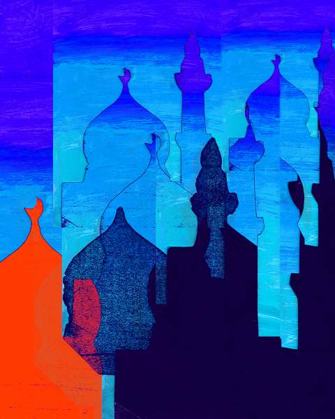 Spiritual Serenity: Mesmerizing Mosques Night Scene - Art Print on Fine Art Paper ARTEMYST