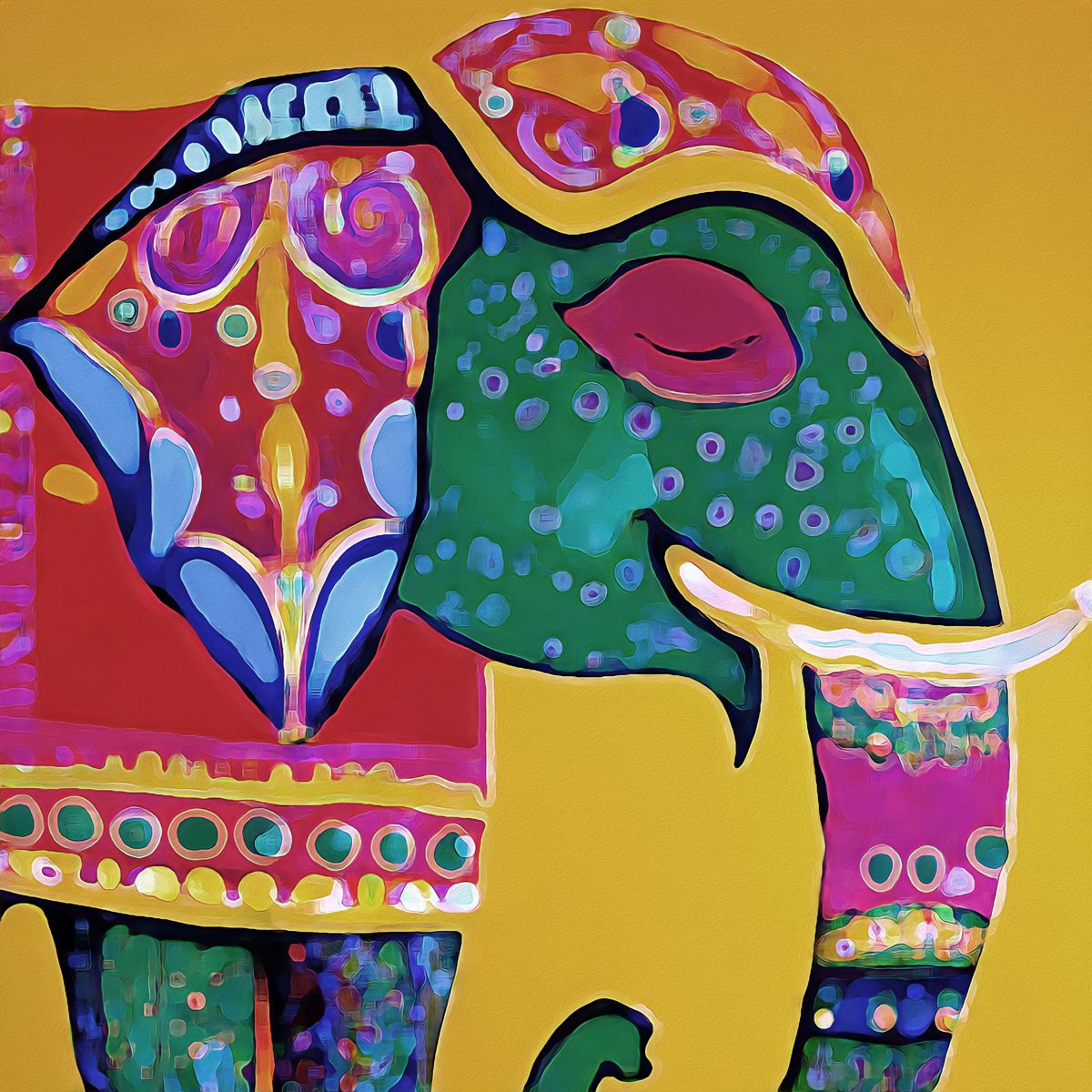 Cultural Splendor: 'Elephant Parade' - Art Print on Paper ARTEMYST