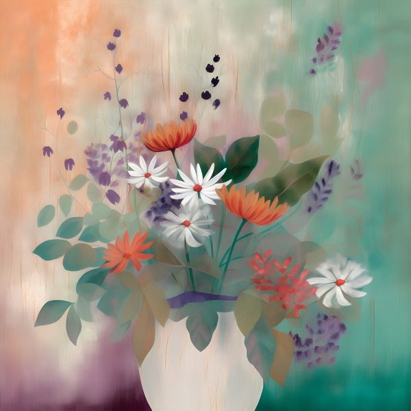  Blossoms of Love: 'Flowers For Her'- Art Print on Canvas. Artemyst