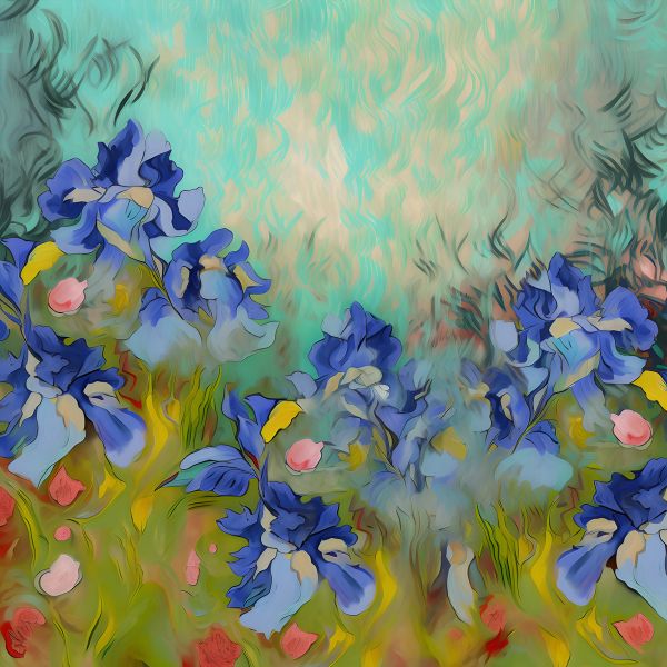  Harmony in Hues: 'Garden Blues' Art Collection- Art Print on Canvas. Artemyst