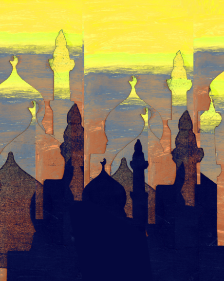  Harmony of Prayer: Abstract Mosques in Morning Sun - Art Print on Fine art paper ARTEMYST