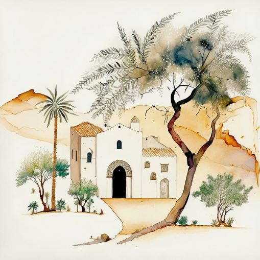 Home in the Desert: Tranquil Bedouin Retreat Art - Art Print on Fine art paper ARTEMYST