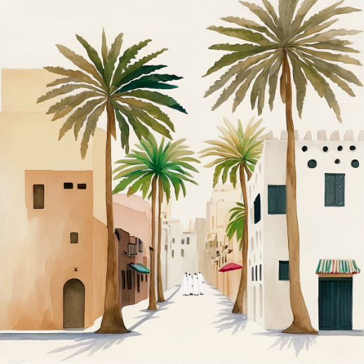 Neighborhood in Dubai: Traditional Cityscape Art - Print on Fine art paper ARTEMYST