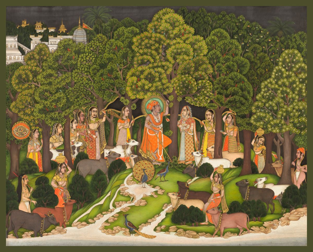  Divine Love: 'Radha Krishna' - Art Print on Paper ARTEMYST