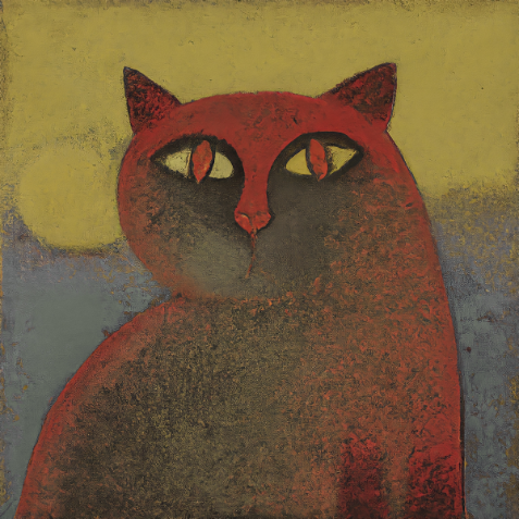  Piercing Gaze: 'Red Cat' Animal Art - Print on Fine Art Paper. ARTEMYST