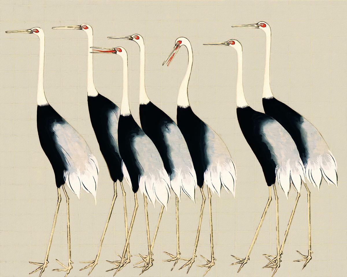  Crowned in Beauty: Red-Crowned Crane - Art Print on Paper ARTEMYST