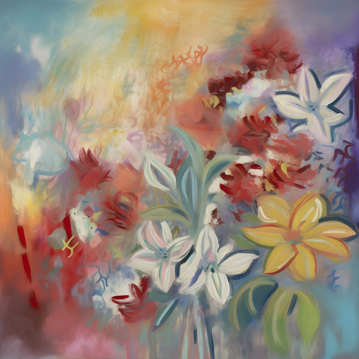  Radiant Summer: 'Summer Blooms' Collection - Art Print on Canvas. Artemyst