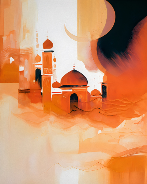 The Mosque at Dusk: Twilight Tranquility- Art Print on Fine art paper ARTEMYST