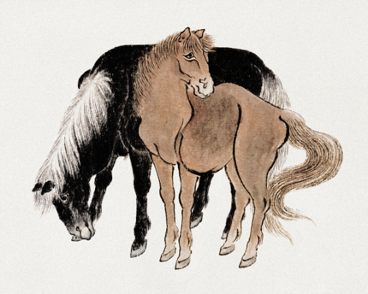  Harmony in Grace: 'Two Horses' Animal Art - Print on Fine Art Paper. ARTEMYST