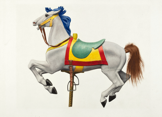  Nostalgic Whimsy: 'Carousel Horse' Animal Art - Print on Fine Art Paper. ARTEMYST