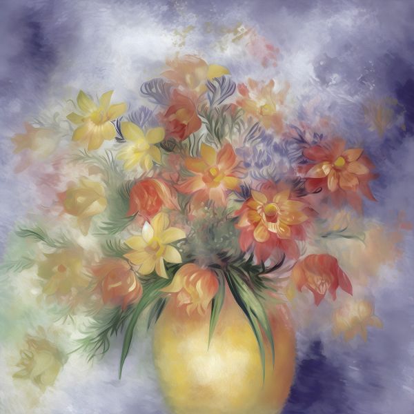  Enchanted Floral Harmony: 'Ethereal Blooms'- Art Print on Canvas. Artemyst