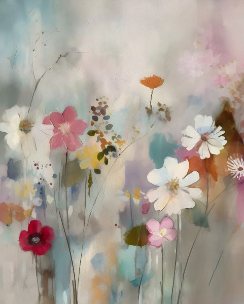  Serenity in Bloom: 'Field of Flowers' Art- Art Print on Canvas. Artemyst
