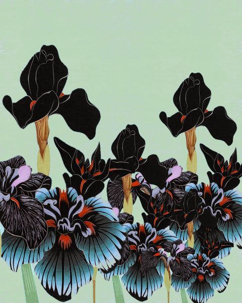  Tranquil Iris Bliss: 'Iris Flowers' Art Collection- Art Print on Canvas. Artemyst