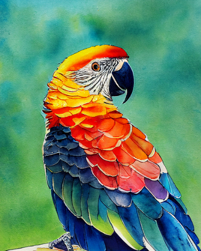  Exotic Elegance: 'Macaw Lookout' Vibrant Bird - Art Print on Paper ARTEMYST