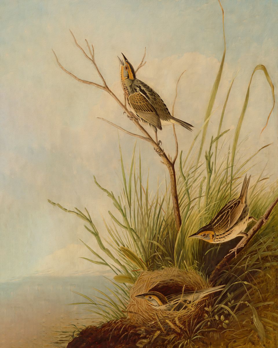  Feathered Splendor: Sharp-Tailed Finch's Unique Tail Feathers -Art Print on Paper ARTEMYST