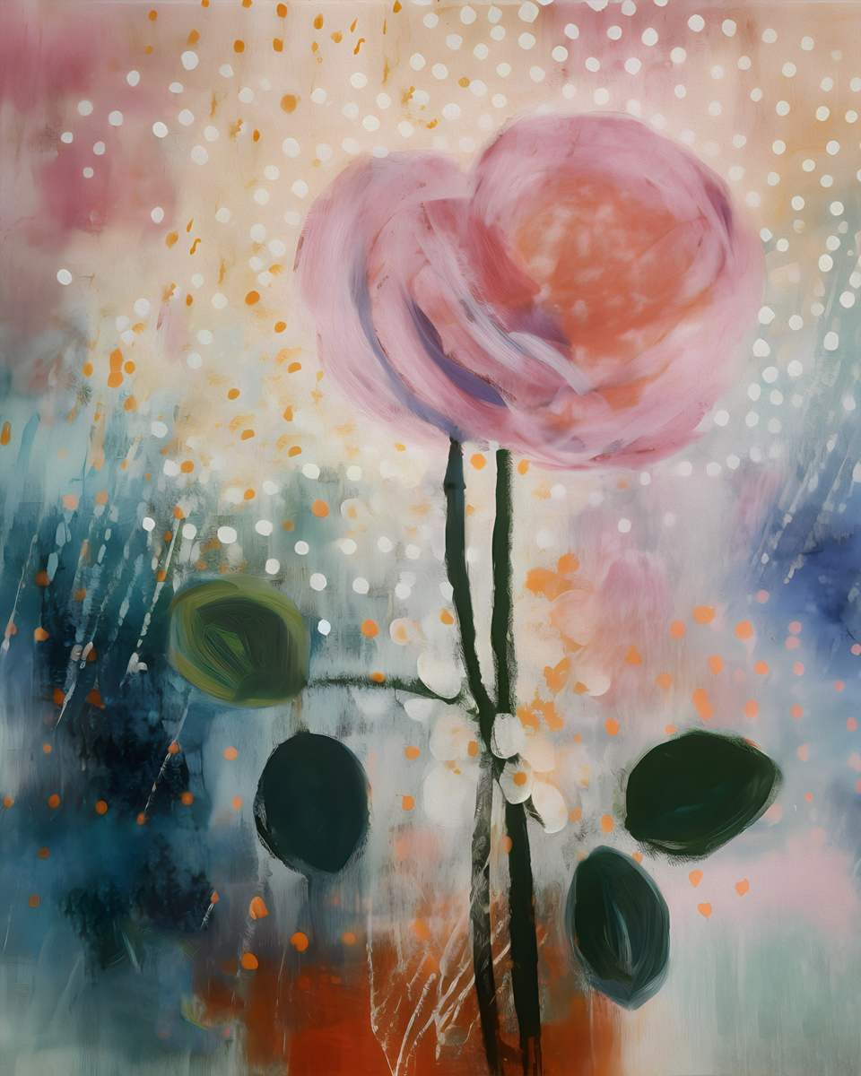  Singular Splendor: 'Single Pink Rose' Artwork - Art Print on Canvas. Artemyst