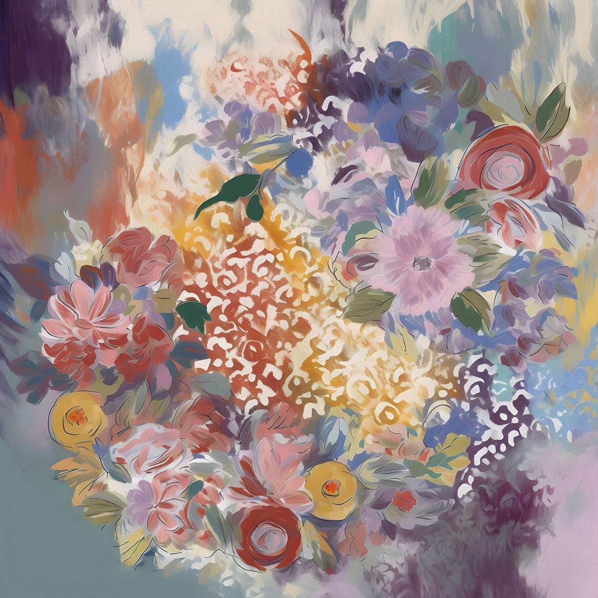  Ephemeral Elegance: 'Springtime Bouquet' Art Collection - Art Print on Canvas. Artemyst