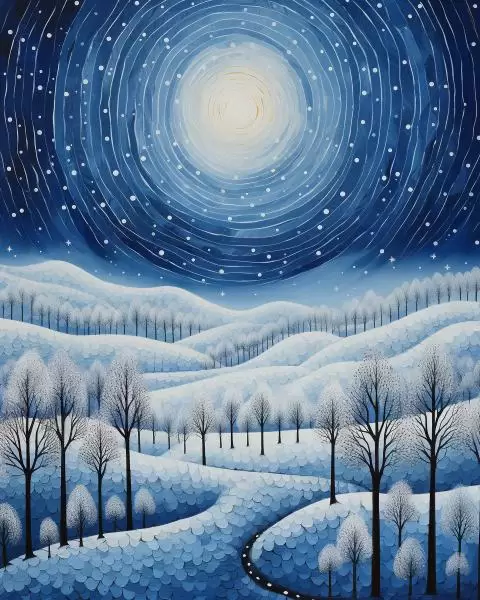 Silent Night Original Winter Landscape Painting One of a offers Kind